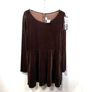 Star Wars Brown Velvet Skater A Line Dress Plus Sz 2X Long Sleeve NWT Fun zip